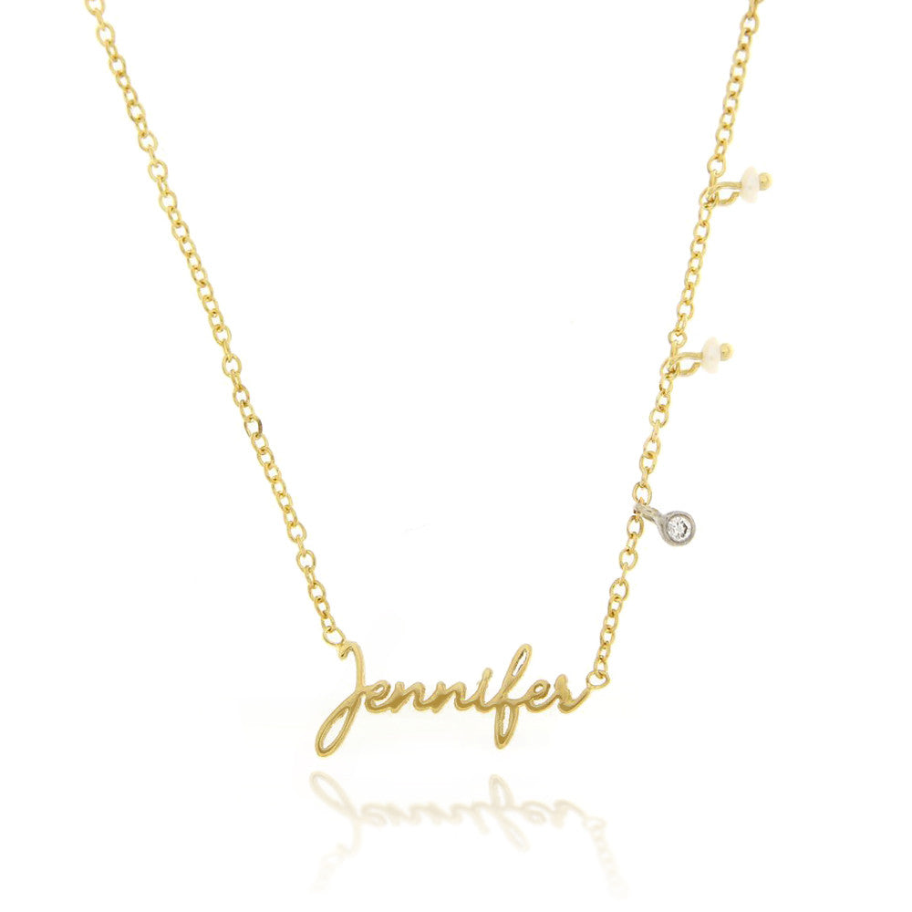 14k gold script necklace 