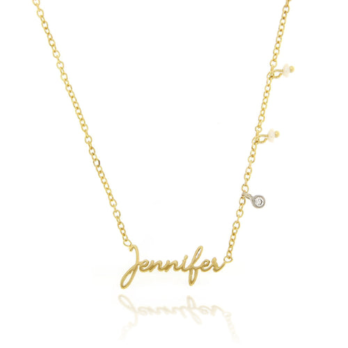 14k gold script necklace 