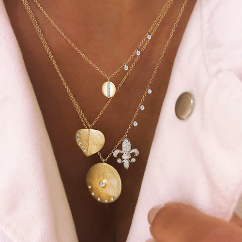 14kt Yellow Gold Diamond Meira T Coin Necklace