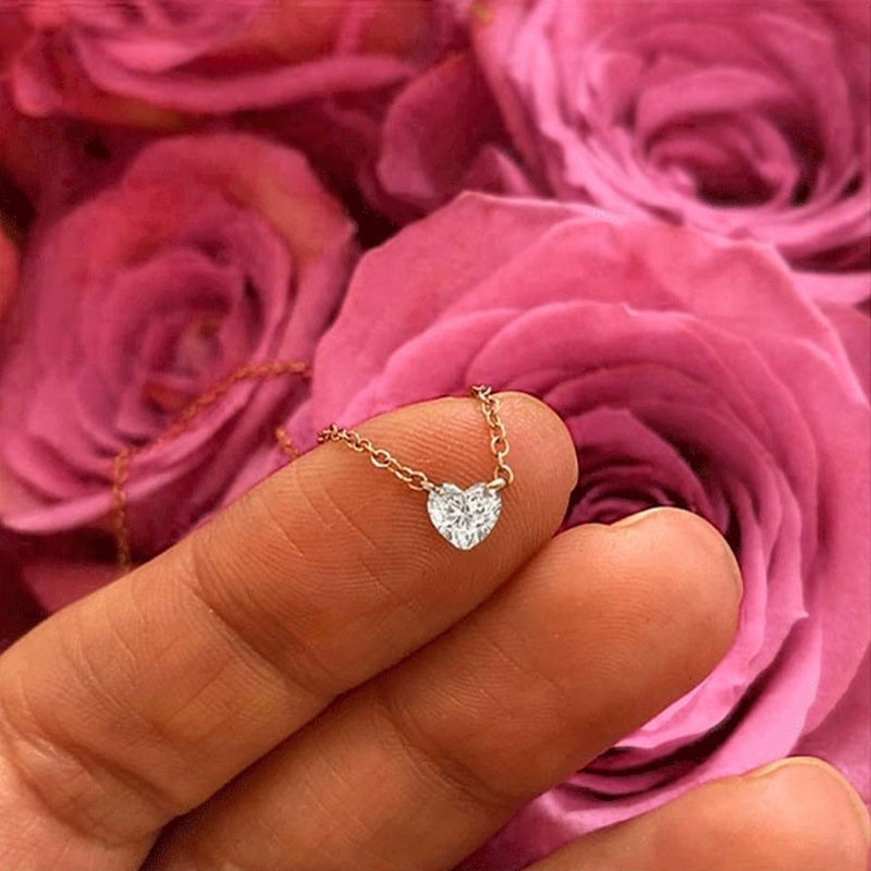 By Bonnie Jewelry | 2.5ct Heart Shape Diamond Solitaire Pendant Necklace