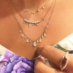 Rose Gold Necklace with 5 Diamond Bezels