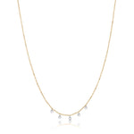 Rose Gold Necklace with 5 Diamond Bezels