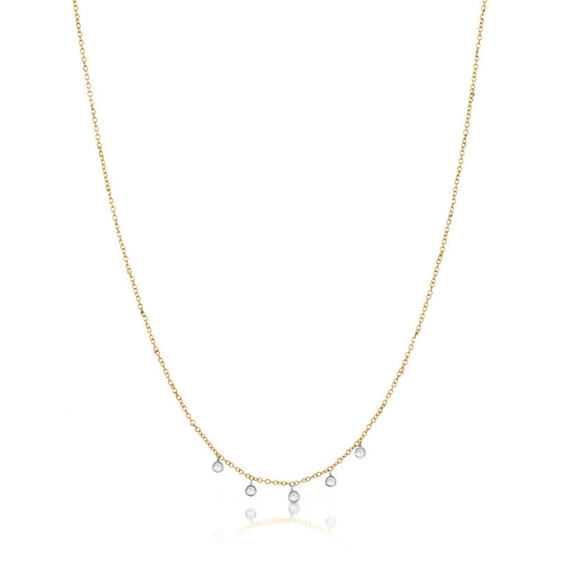 Rose Gold Necklace with 5 Diamond Bezels