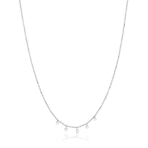 White Gold Necklace with 5 Diamond Bezels
