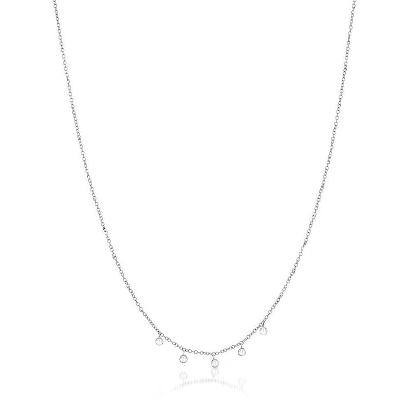 White Gold Necklace with 5 Diamond Bezels