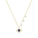 Evil Eye Sapphire and Diamond Charm Necklace