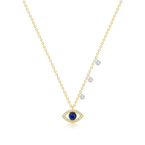 Evil Eye Sapphire and Diamond Charm Necklace