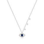 Evil Eye Sapphire and Diamond Charm Necklace