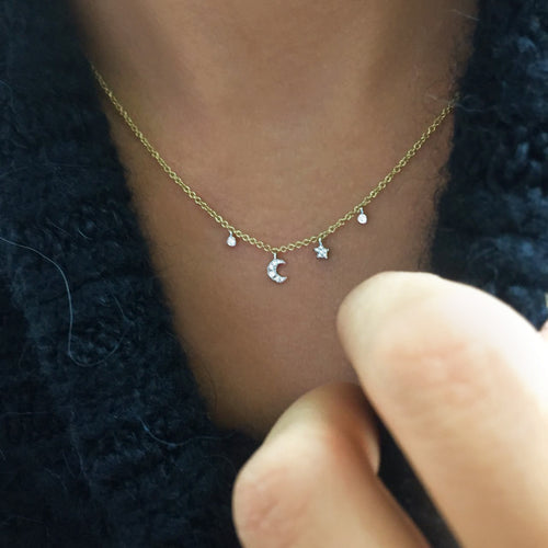 moon and star diamond necklace