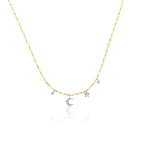 moon and star diamond necklace