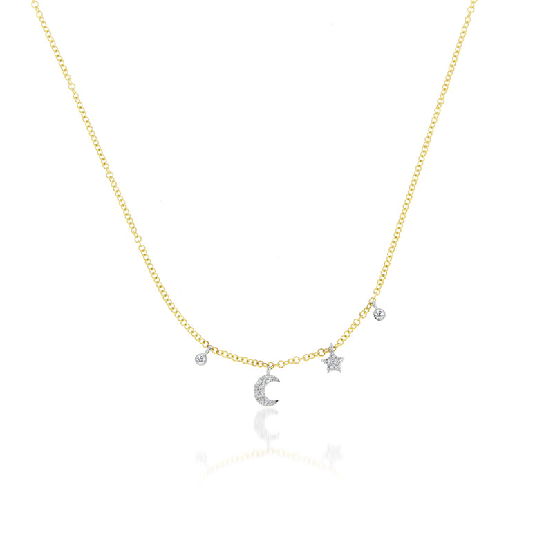 moon and star diamond necklace