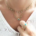 14k Yellow Gold Necklace with Diamond Bezels