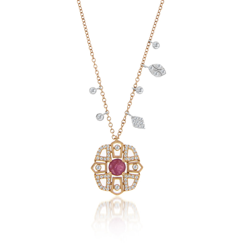 Antique Inspired Ruby Charm Necklace