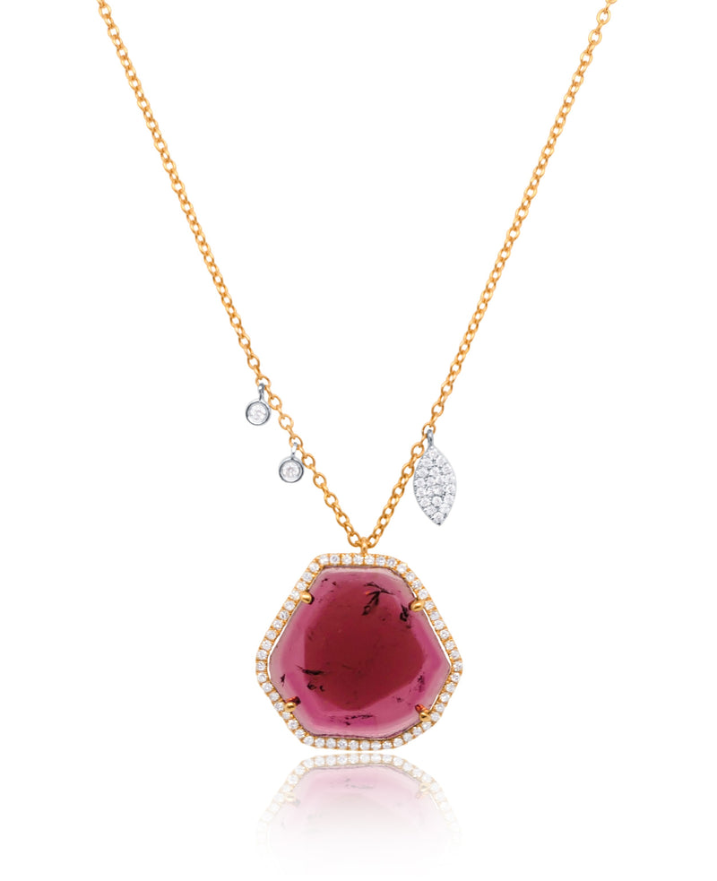 Watermelon Tourmaline Rose Gold Necklace (Online Exclusive)