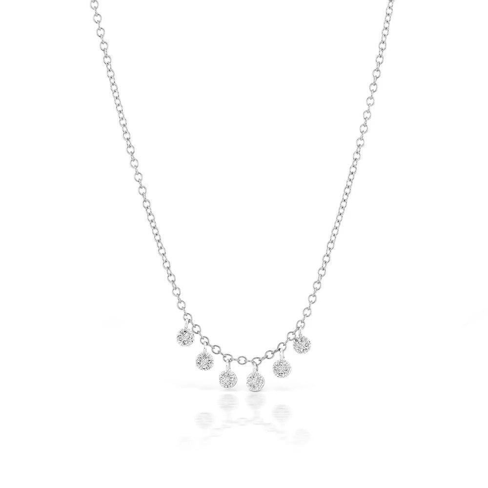 white gold pave charm necklace with diamonds