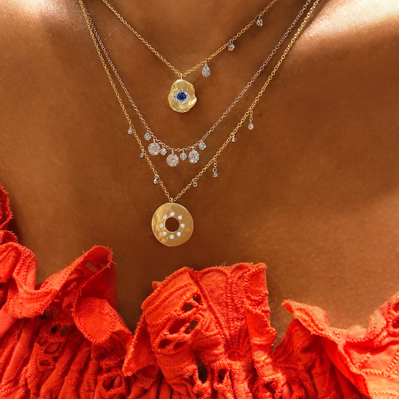 Gold Disk Diamond Necklace