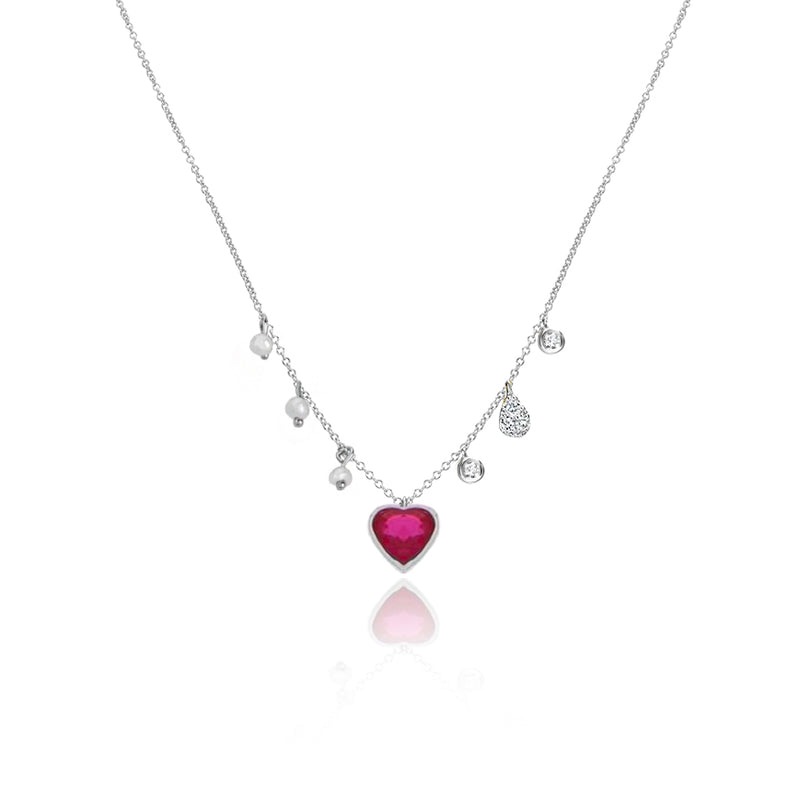 Dainty Ruby Heart Necklace