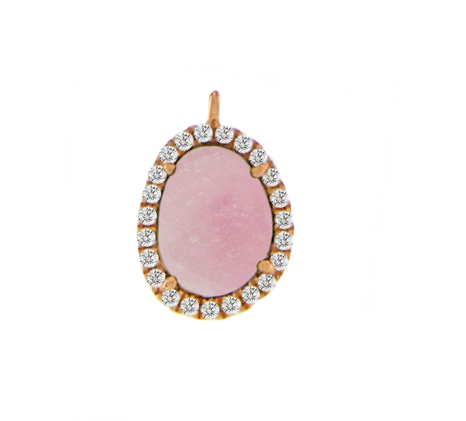 Rose Gold Pink Opal Diamond Center