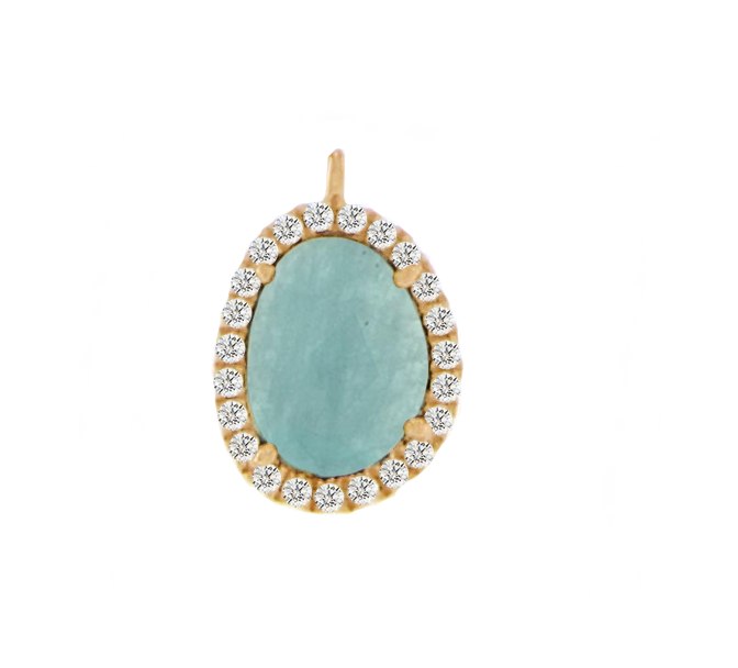 Yellow Gold Amazonite Diamond Center