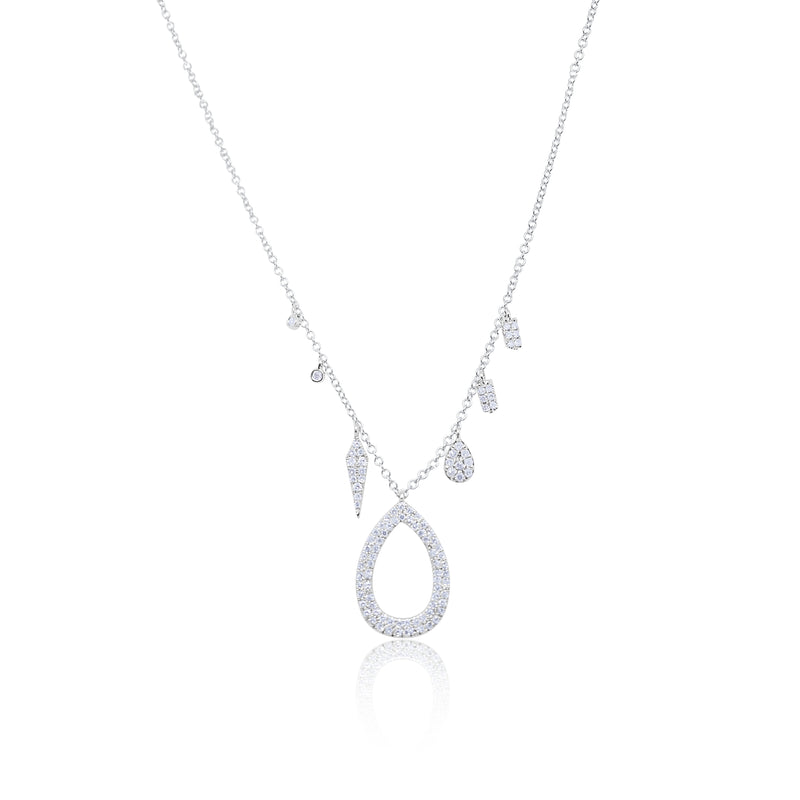 Open Pear Shape Pave Necklace