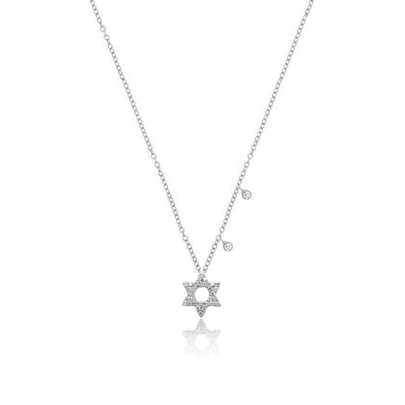 White Gold Dainty Jewish Star Necklace