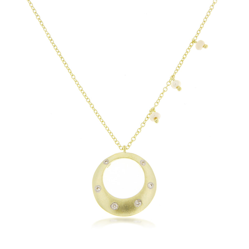 Brush Gold and Diamond Necklace