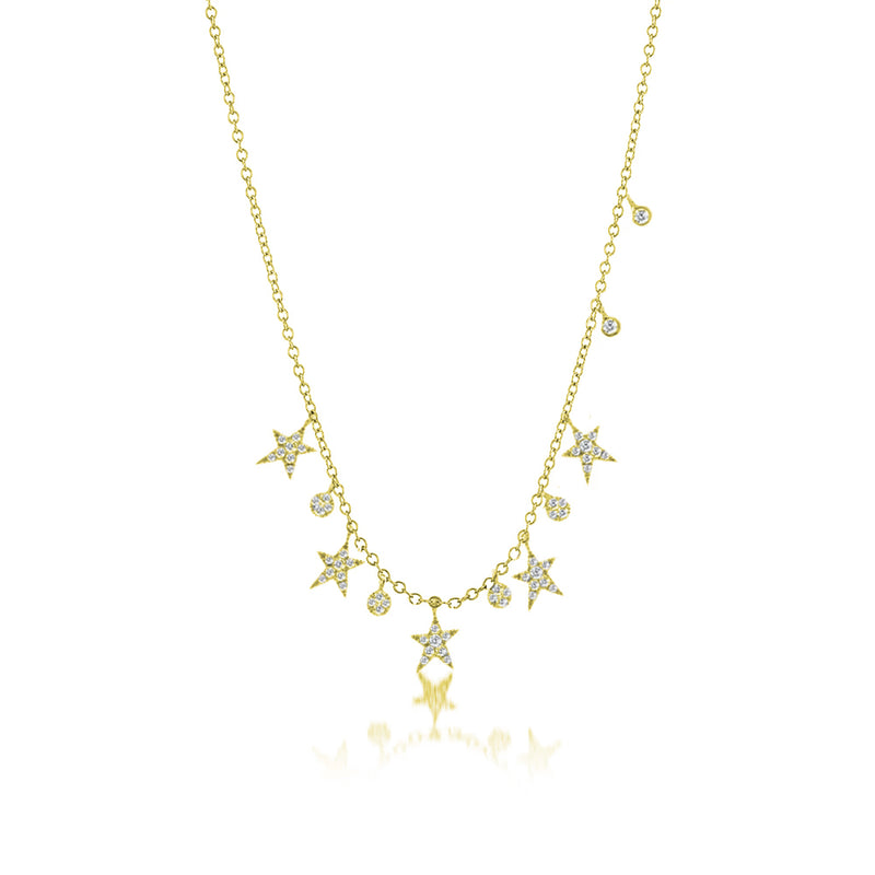 Yellow Gold Diamond Star Necklace