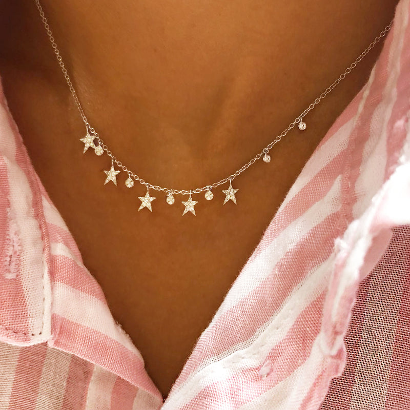 Buy Diamond Star Gold Necklace, 10k 14k 18k Solid Gold Star Necklace,  Minimalist Star Necklace,dainty Gold Necklace,natural Diamond Star Pendant  Online in India - Etsy
