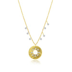 Gold Disk Diamond Necklace