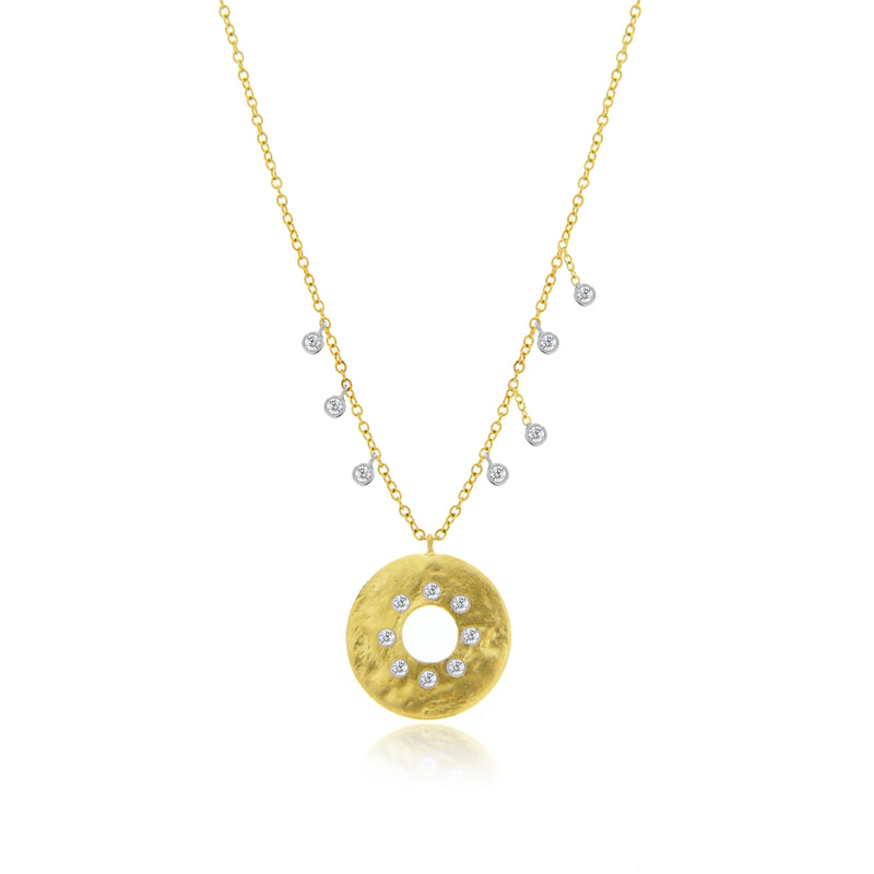 Gold Disk Diamond Necklace