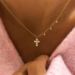 Bezel Set Diamond Cross Necklace