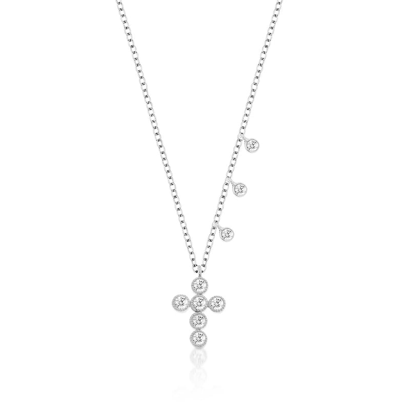 Bezel Set Diamond Cross Necklace