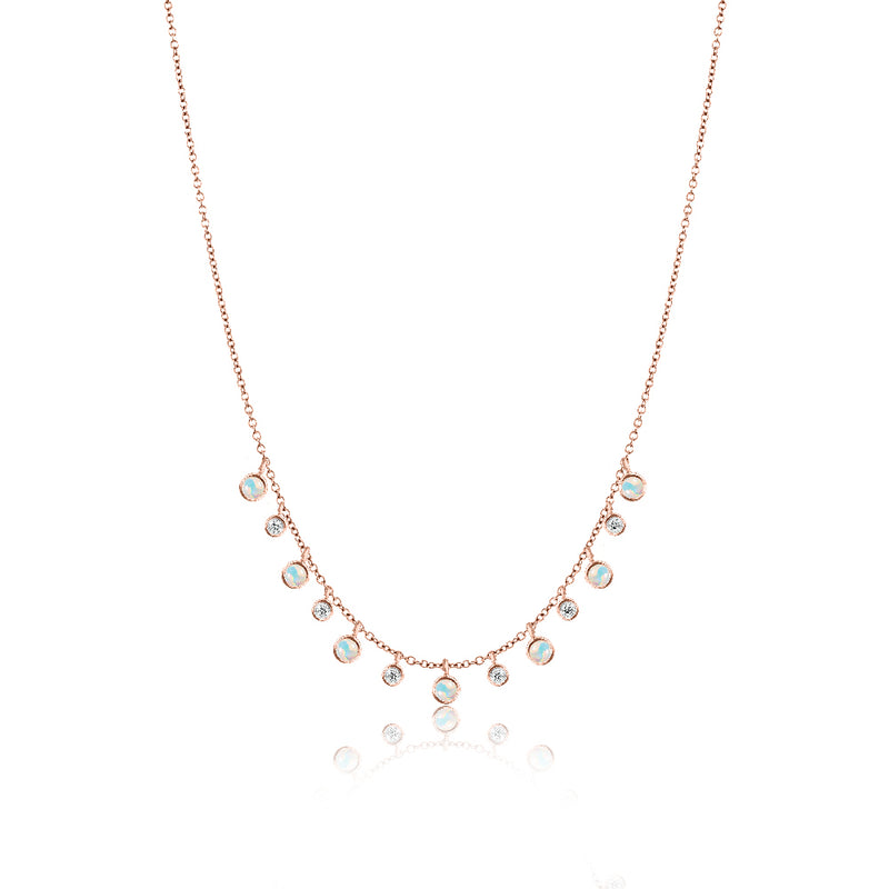 Rose Gold Diamond and Opal Layering Necklace