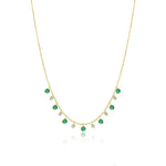 Yellow Gold Emerald and Diamond Layering Necklace