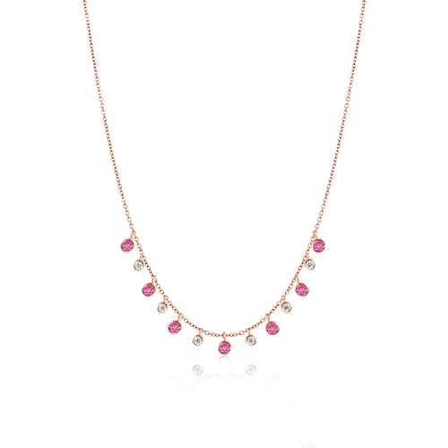 Rose Gold Diamond and Pink Sapphire Layering Necklace