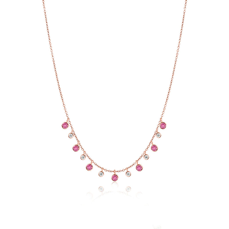 Rose Gold Diamond and Pink Sapphire Layering Necklace