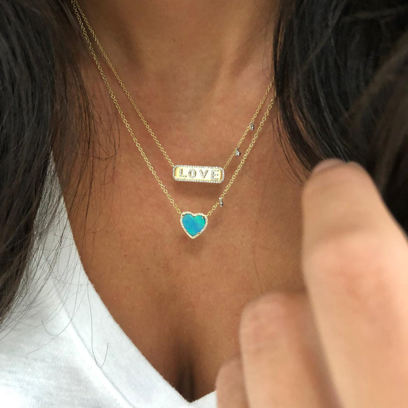 Blue Opal Heart Necklace