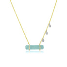 Yellow Gold Aquamarine Bar Charm Necklace