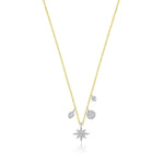 Yellow Gold Starburst Diamond Charm Necklace