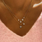 Yellow Gold Starburst Diamond Charm Necklace