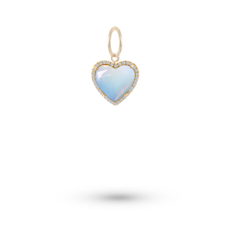 Yellow Gold Moonstone Heart Charm