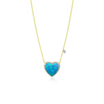 Yellow Gold Blue Opal Heart Necklace