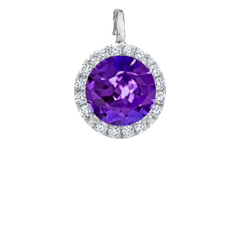 White Gold Pave Diamond and Tanzanite Charm