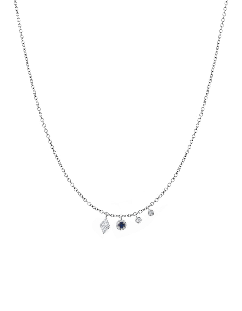 Dainty Diamond and Sapphire Necklace