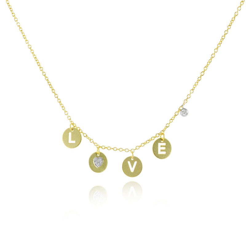 yellow gold love disk necklace