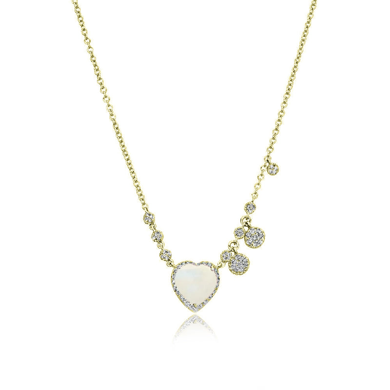 Moonstone Yellow Gold Heart Necklace