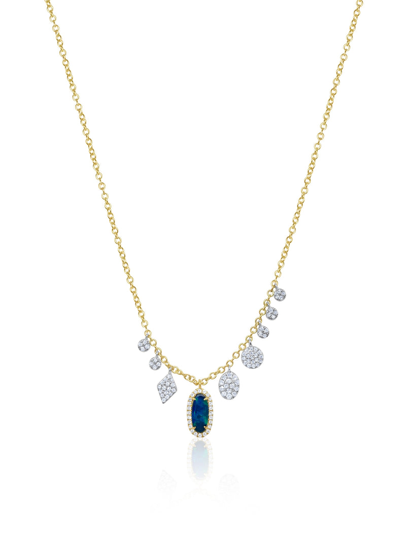 Yellow Gold Opal and Diamond Charms Necklace