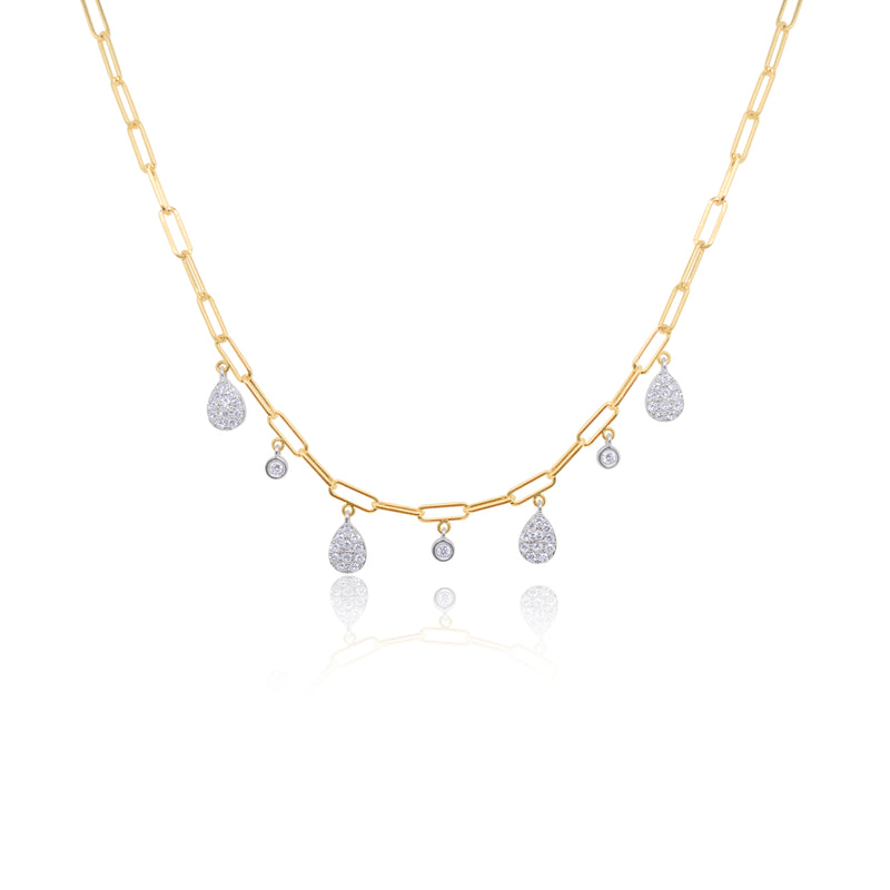 Pave Charm Paperclip Necklace