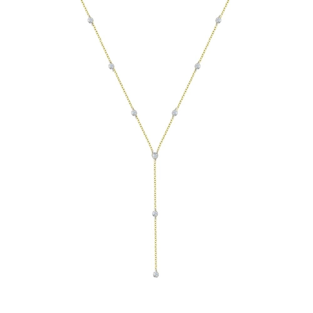 Yellow Gold Diamond Bezel Lariat Necklace