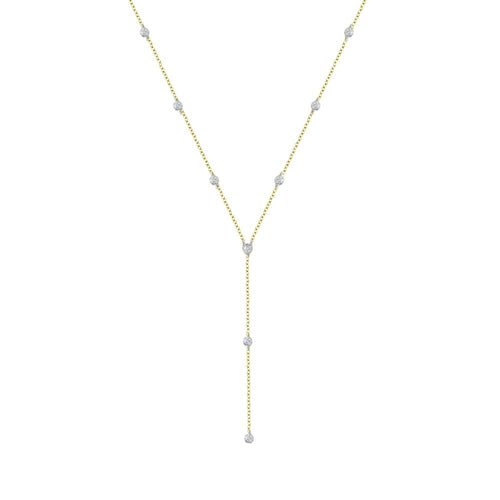 Yellow Gold Diamond Bezel Lariat Necklace